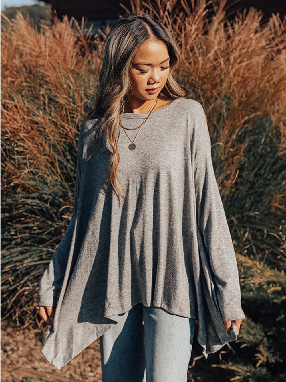 Entro Oversized Draped Long-Sleeve Tunic